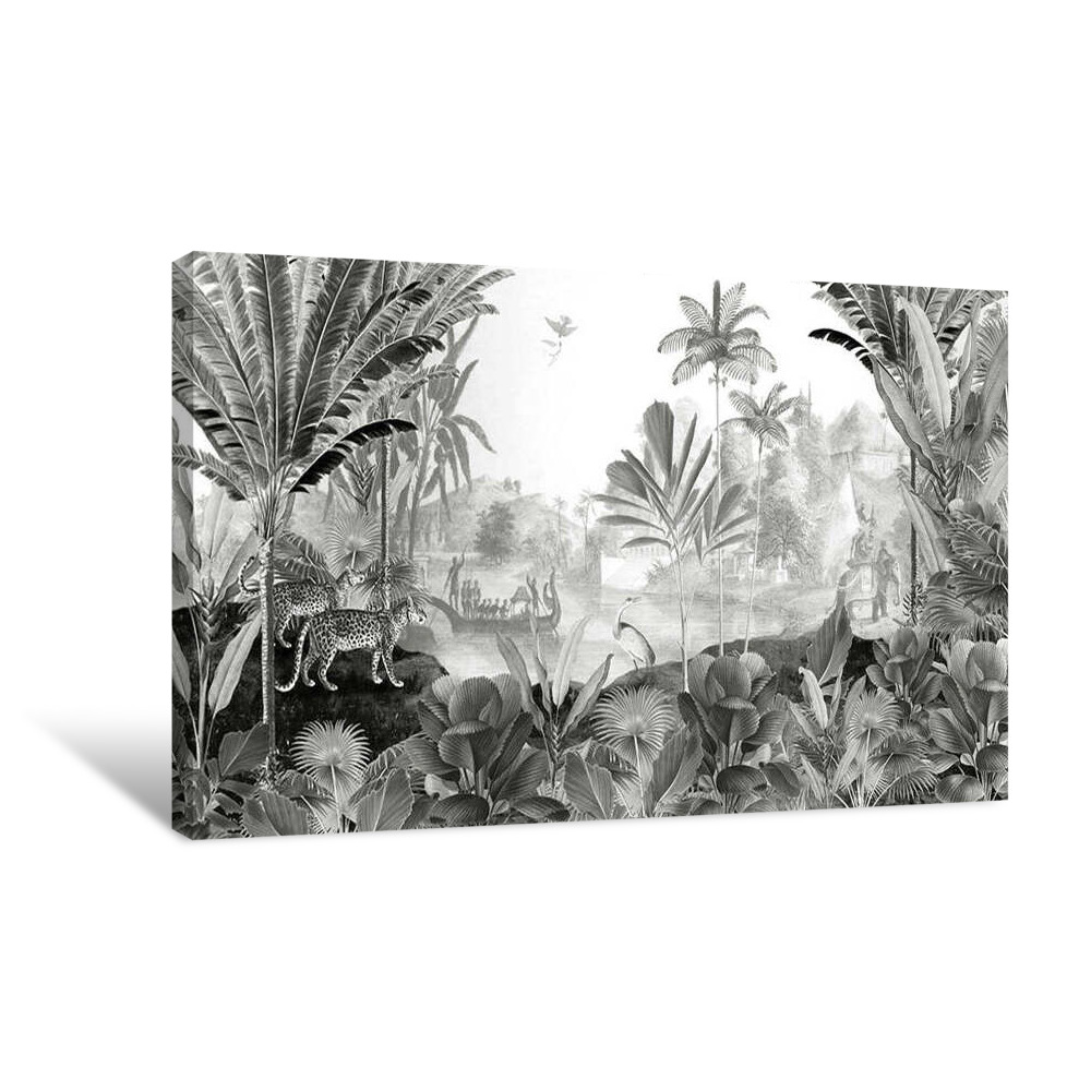 Leopard Landscape BW Canvas Wrap