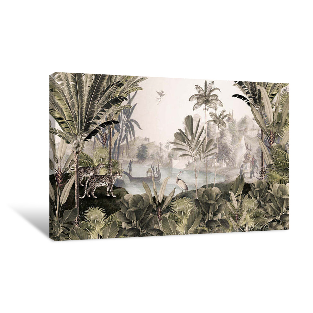 Leopard Landscape Sepia Canvas Wrap