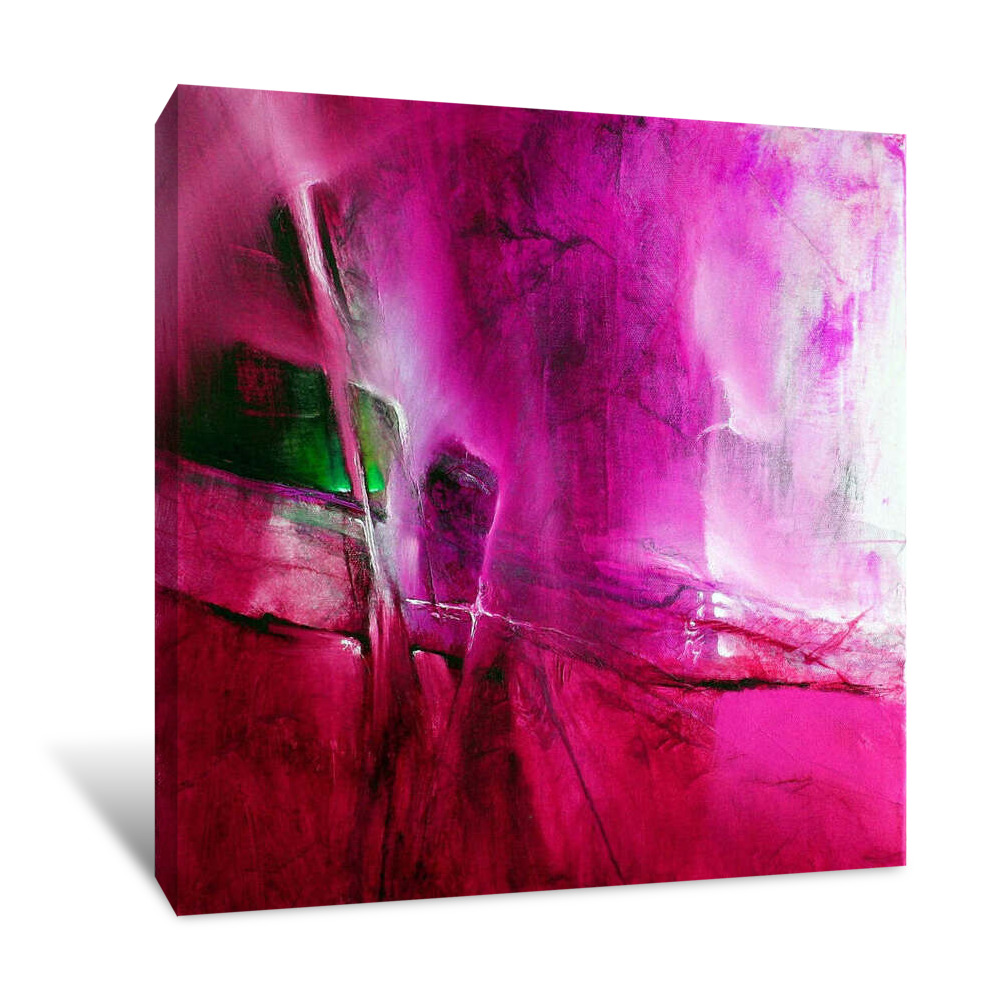 Green Emerald in Pink Canvas Wrap