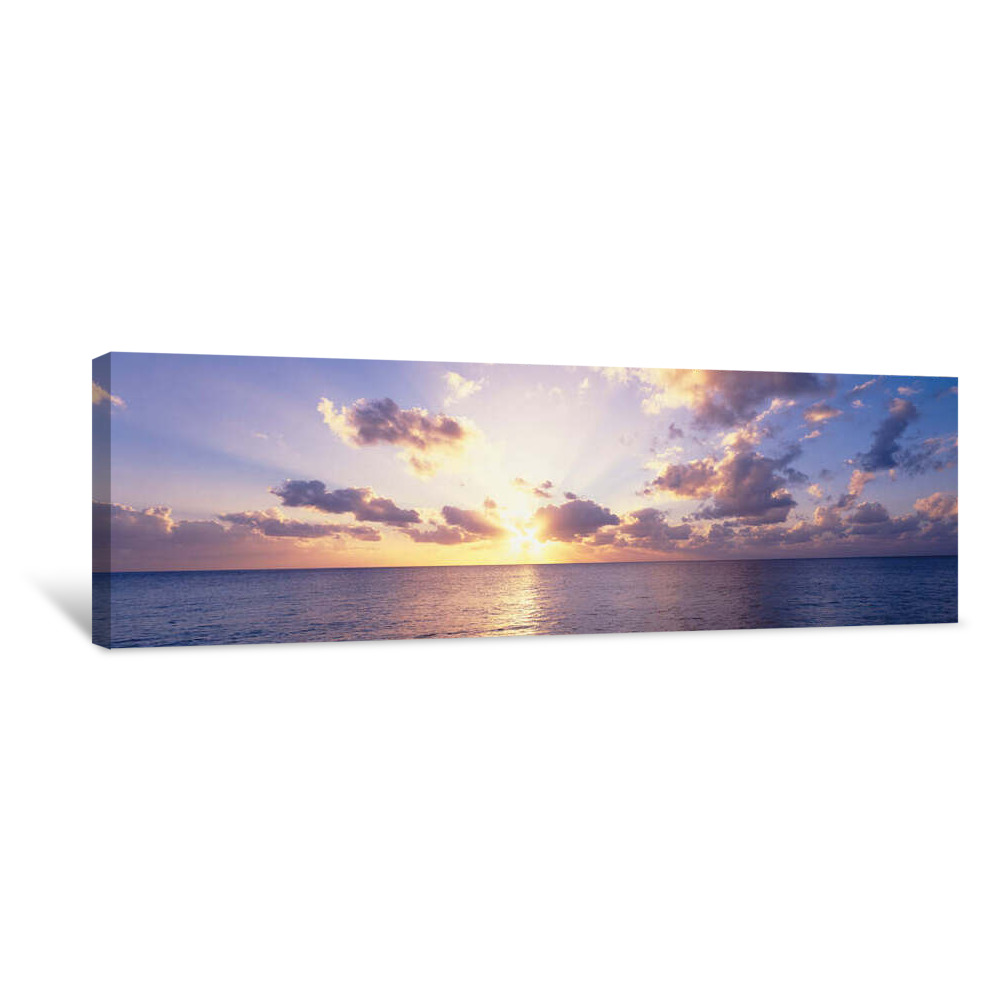 Sunset Over The Sea, Seven Mile Beach, Grand Cayman, Cayman Islands Canvas Wrap