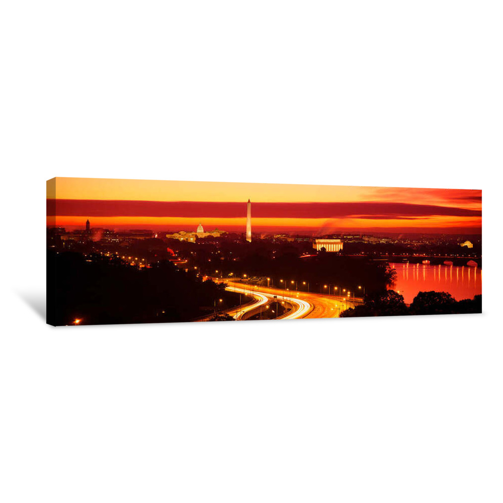 Sunset, Aerial, Washington DC, District Of Columbia, USA Canvas Wrap