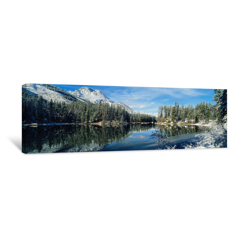 Reflection Of Trees In A Lake, Yellowstone National Park, Wyoming, USA Canvas Wrap