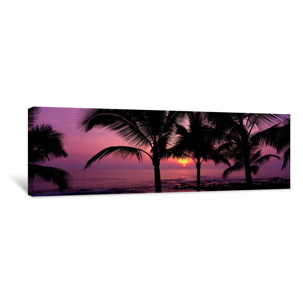 Silhouette Of Palm Trees At Dusk, Kailua Kona, Big Island, Hawaii, USA Canvas Wrap