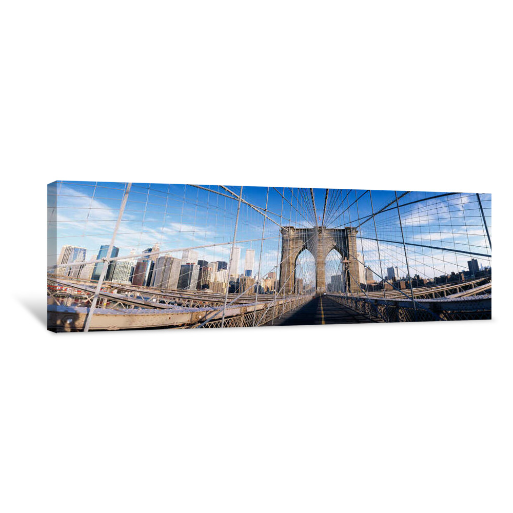 Railings Of A Bridge, Brooklyn Bridge, Manhattan, New York City, New York State, USA, (pre Sept 11, 2001) Canvas Wrap