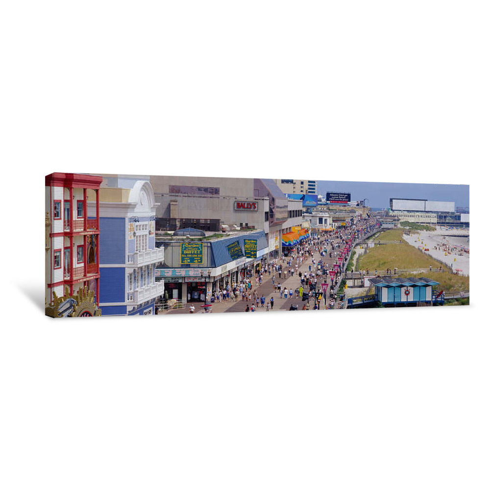 High Angle View Of Tourists Walking On A Road, Atlantic City, New Jersey, USA Canvas Wrap