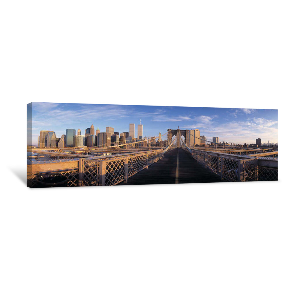 Pedestrian Walkway Brooklyn Bridge New York NY USA Canvas Wrap