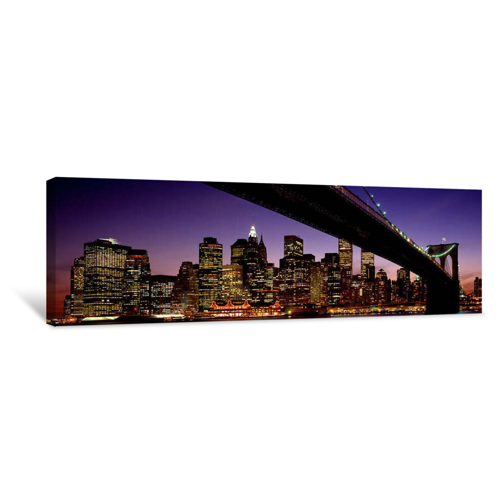 Night Brooklyn Bridge Skyline New York City NY USA Canvas Wrap