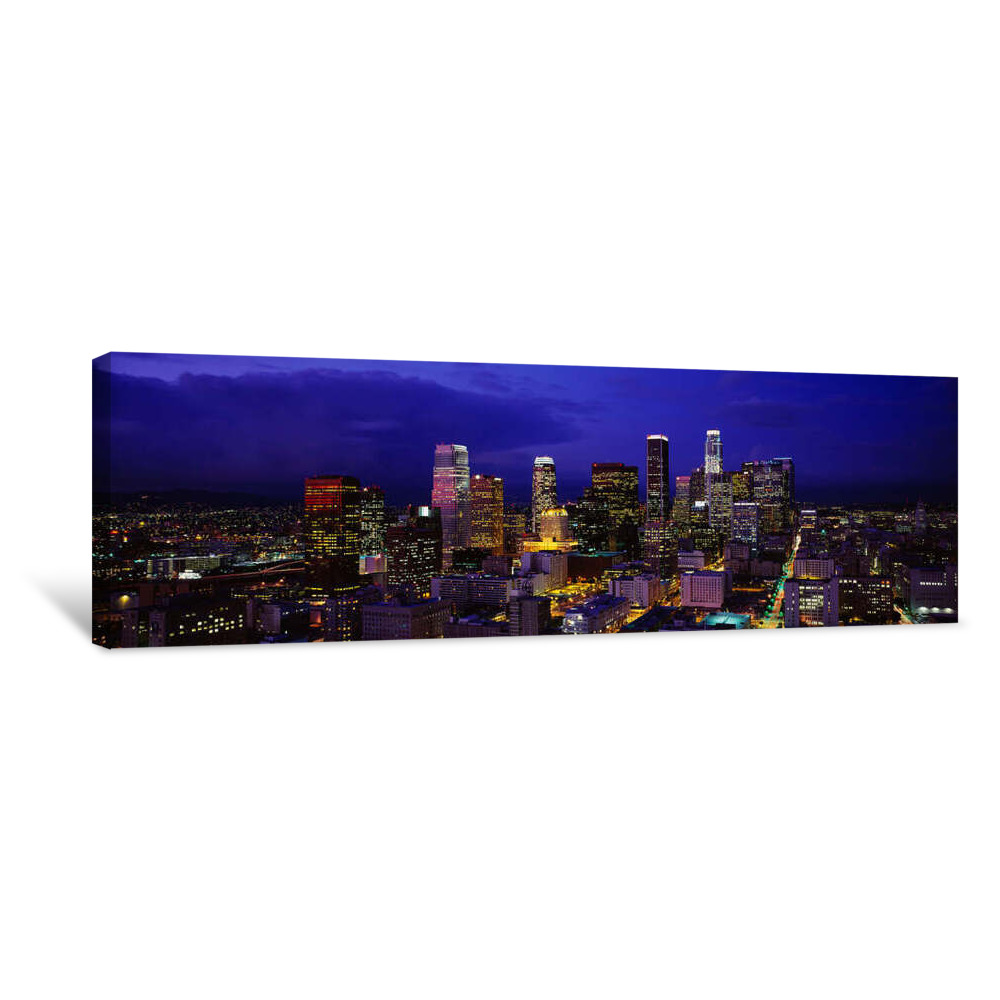 Skyscrapers Lit Up At Night, City Of Los Angeles, California, USA Canvas Wrap