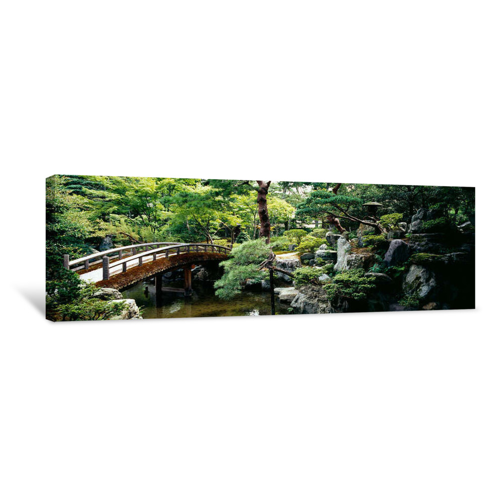 Footbridge Across A Pond, Kyoto Imperial Palace Gardens, Kyoto Prefecture, Japan Canvas Wrap
