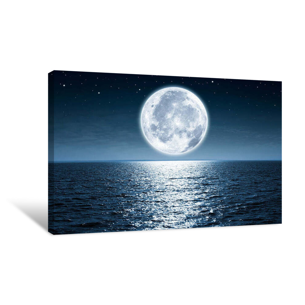 Moon over Ocean Canvas Wrap