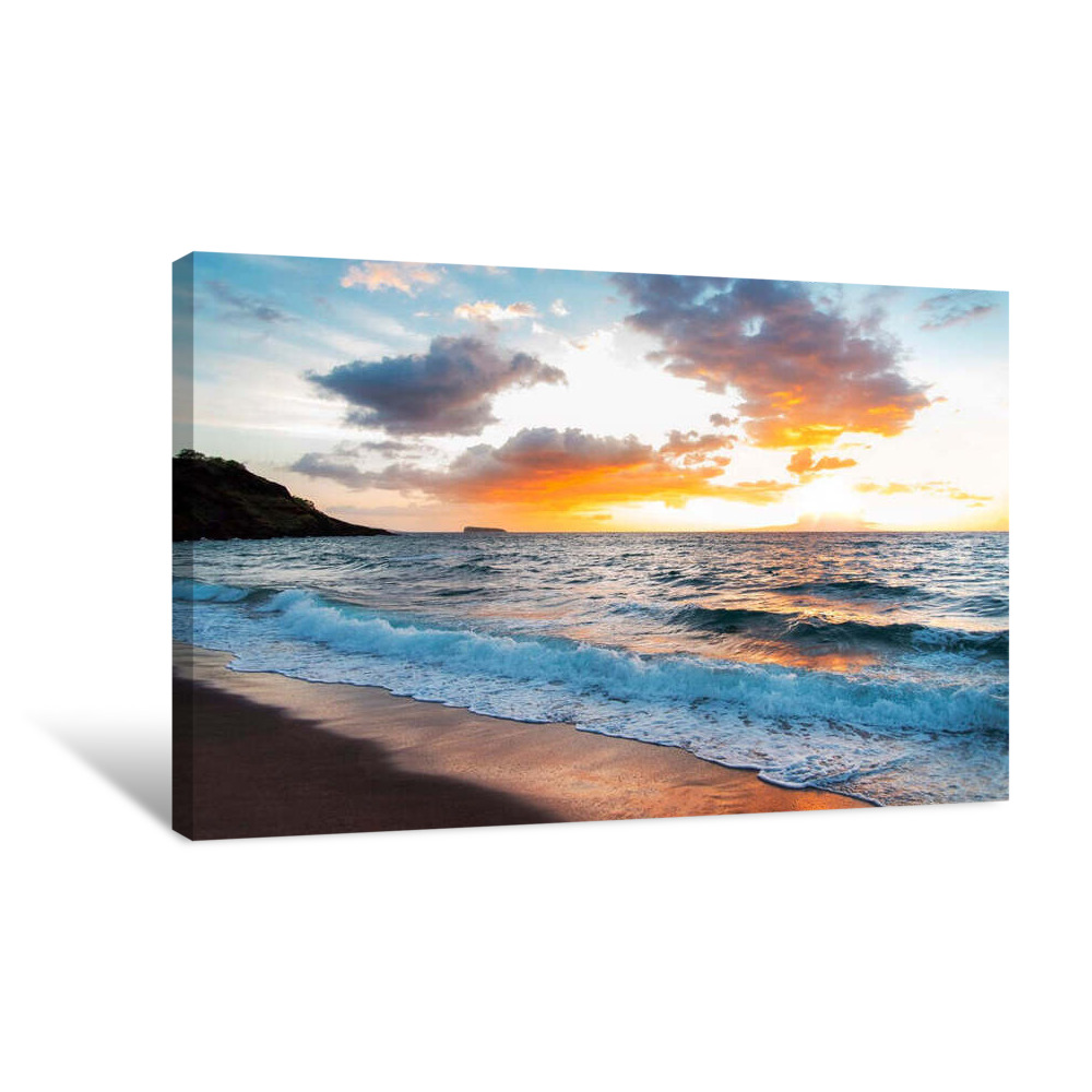 Maui Black Sand Beach Canvas Wrap
