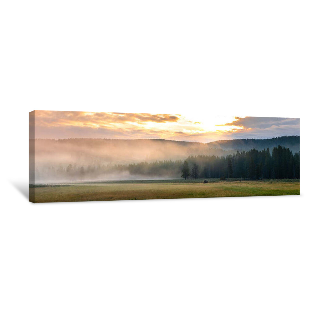Meadow Sunrise Panorama Canvas Wrap