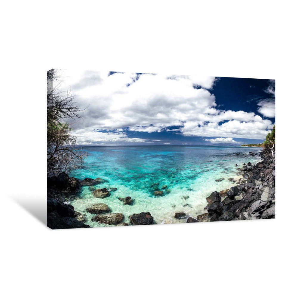 Rocky Hawaii Beach Panorama Canvas Wrap